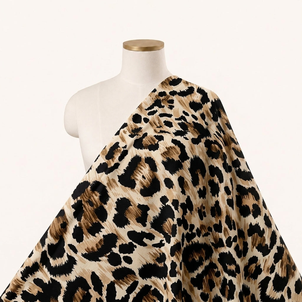 White Animal Print Crepe Fabric Draped as a saree