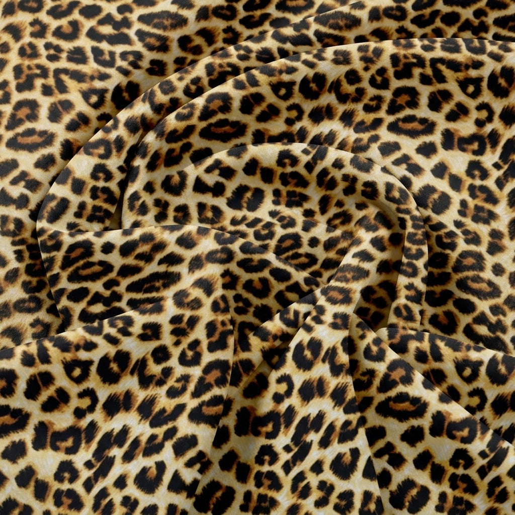 Swirled Yellow Animal Print Crepe Fabric Showing Drape