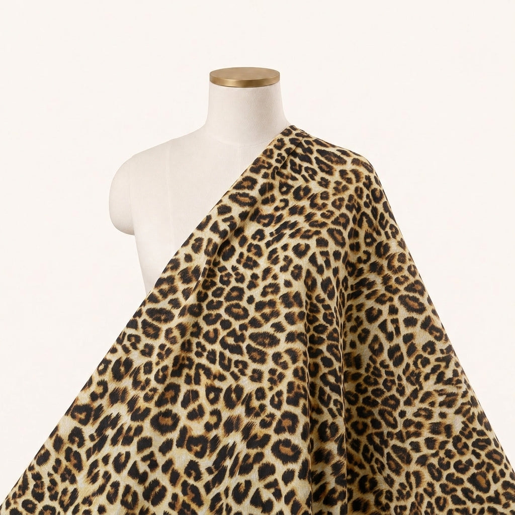 Yellow Animal Print Crepe Fabric Draped as a saree
