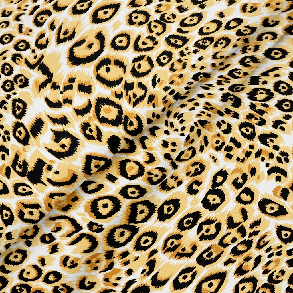 Folded White Animal Print Crepe Fabric