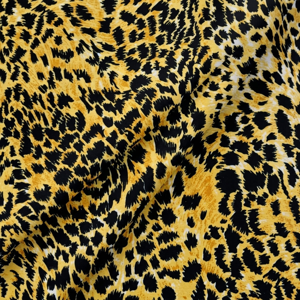 Folded Yellow Animal Print Crepe Fabric