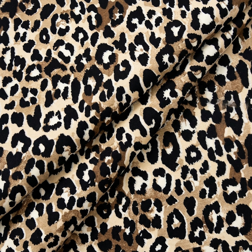 Folded Brown Animal Print Crepe Fabric