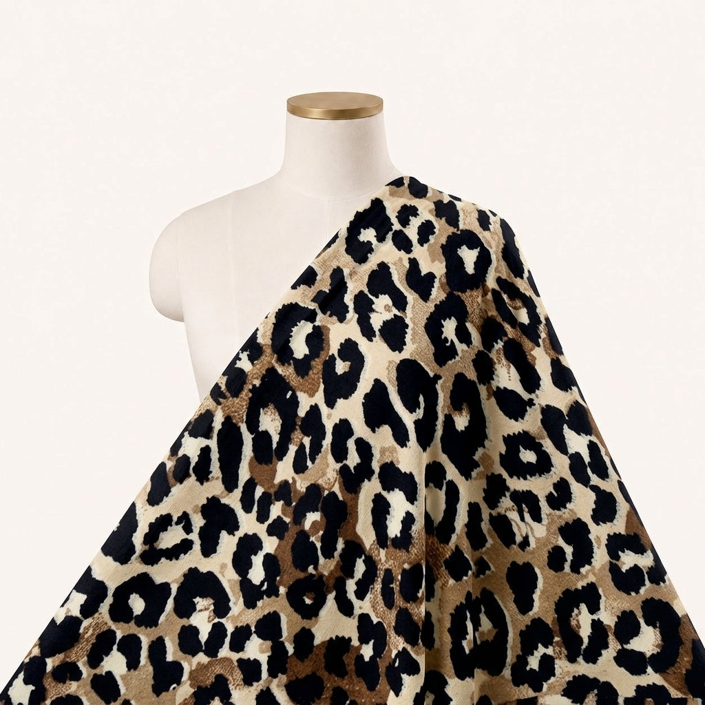 Brown Animal Print Crepe Fabric Draped as a saree