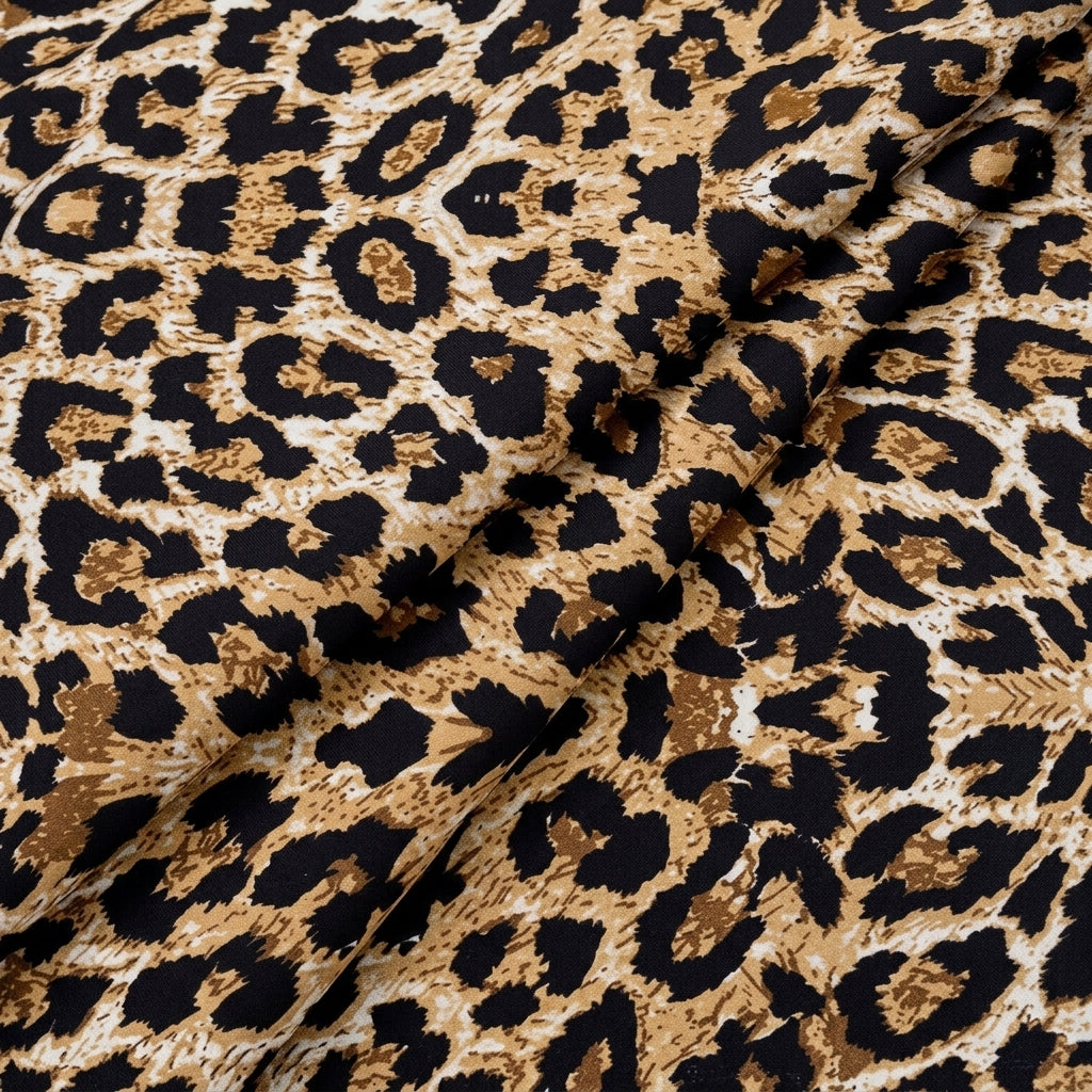 Folded Brown Animal Print Crepe Fabric