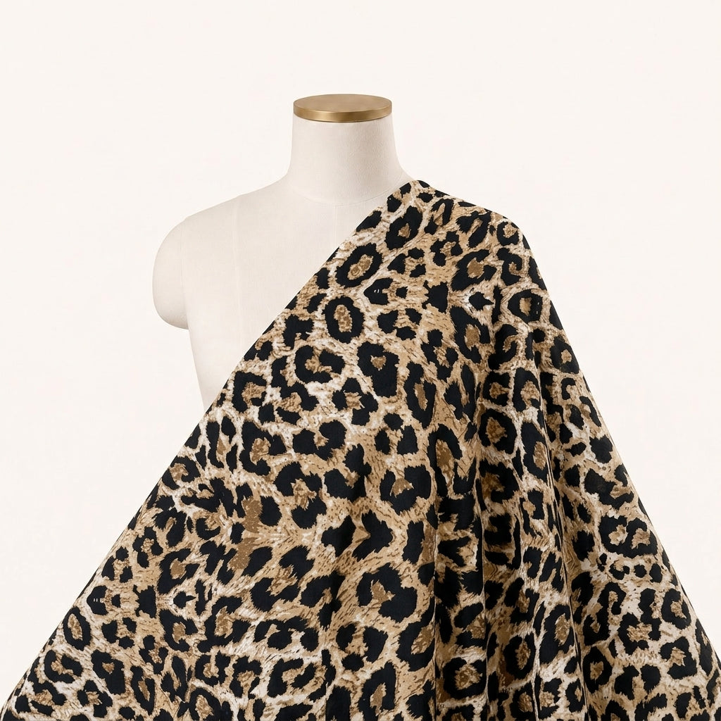 Brown Animal Print Crepe Fabric Draped as a saree