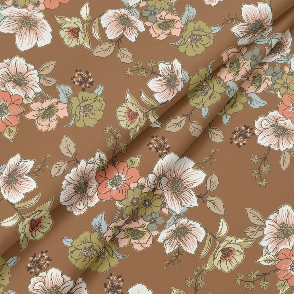 Folded Brown Animal Print Crepe Fabric
