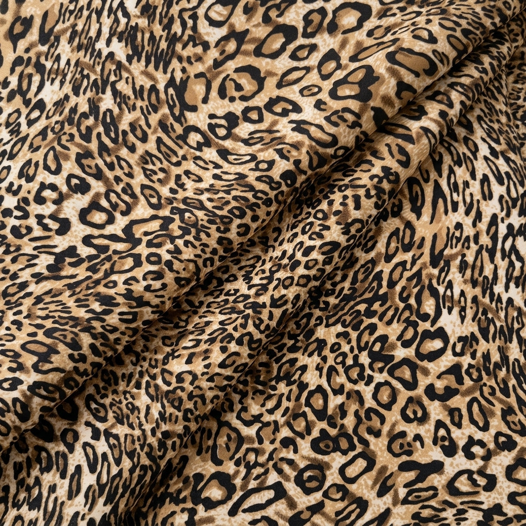 Folded Grey Animal Print Crepe Fabric