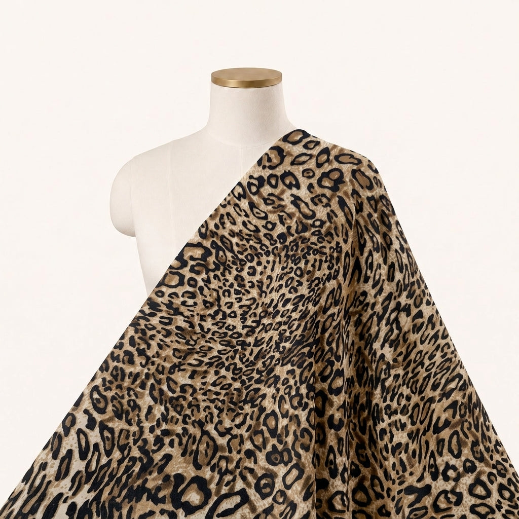 Grey Animal Print Crepe Fabric Draped as a saree
