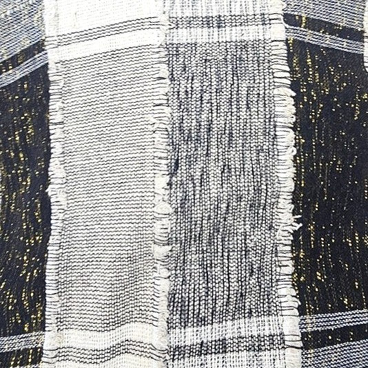 Black Embroidery Jute Fabric, laid flat