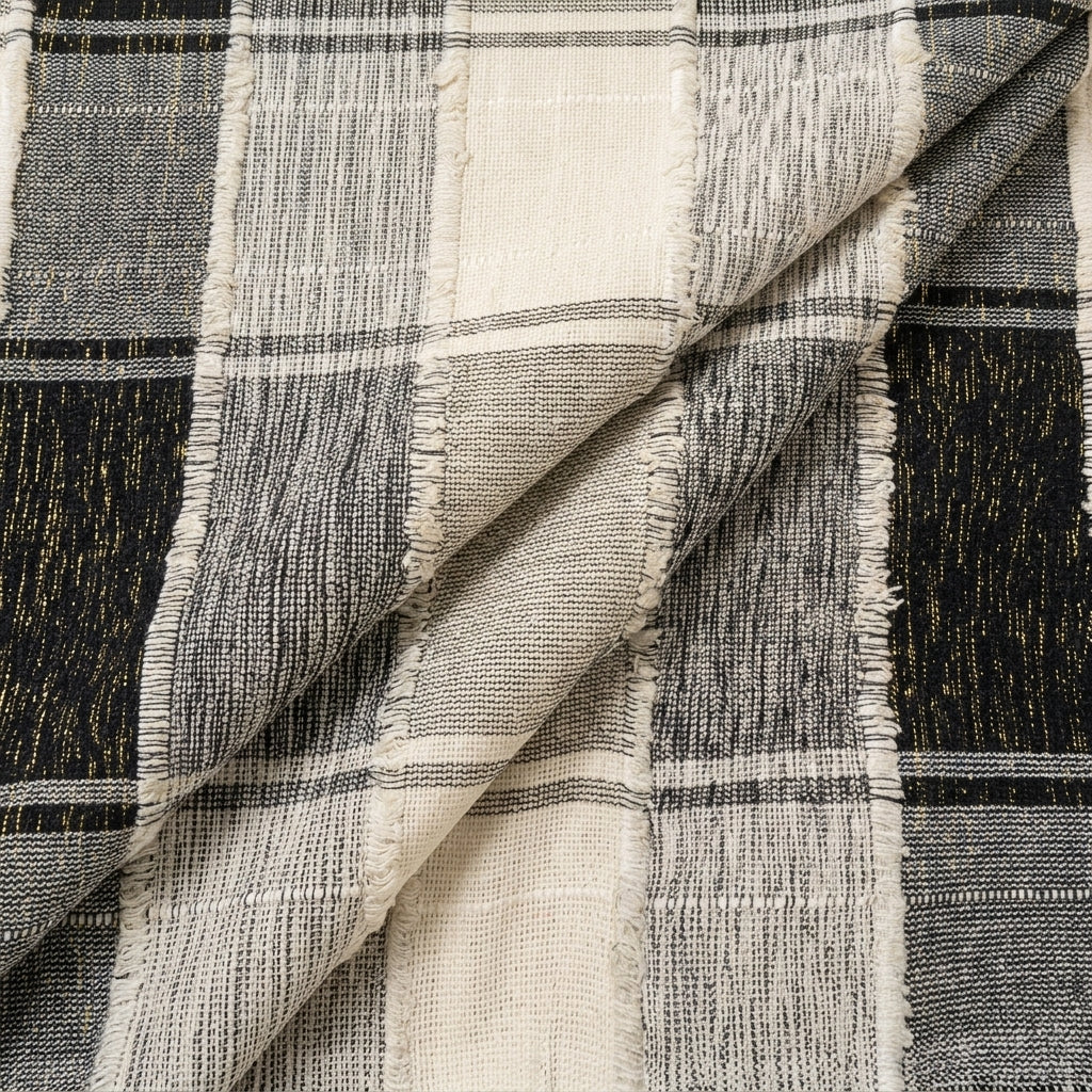 Folded Black Embroidery Jute Fabric