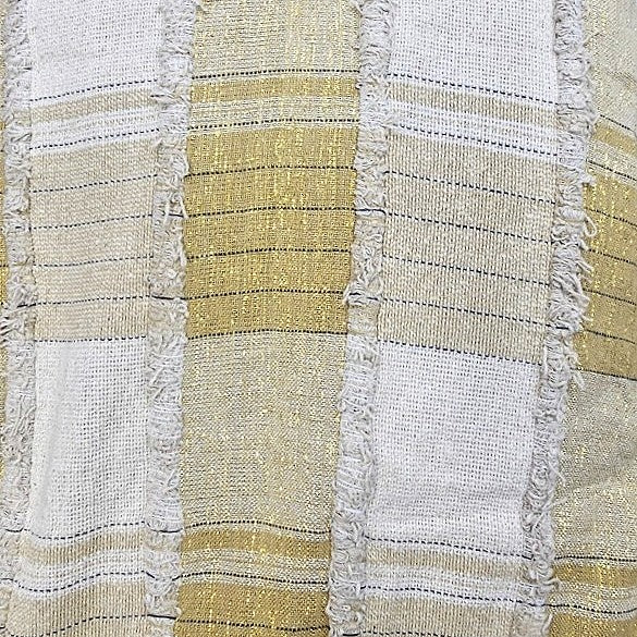 Yellow Embroidery Jute Fabric, laid flat