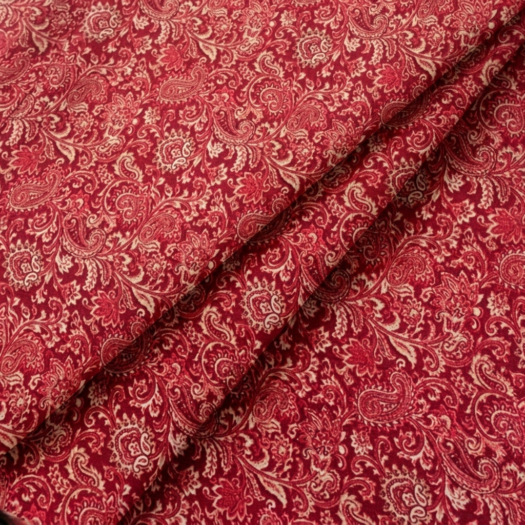 Folded Pink Paisley Crepe Fabric
