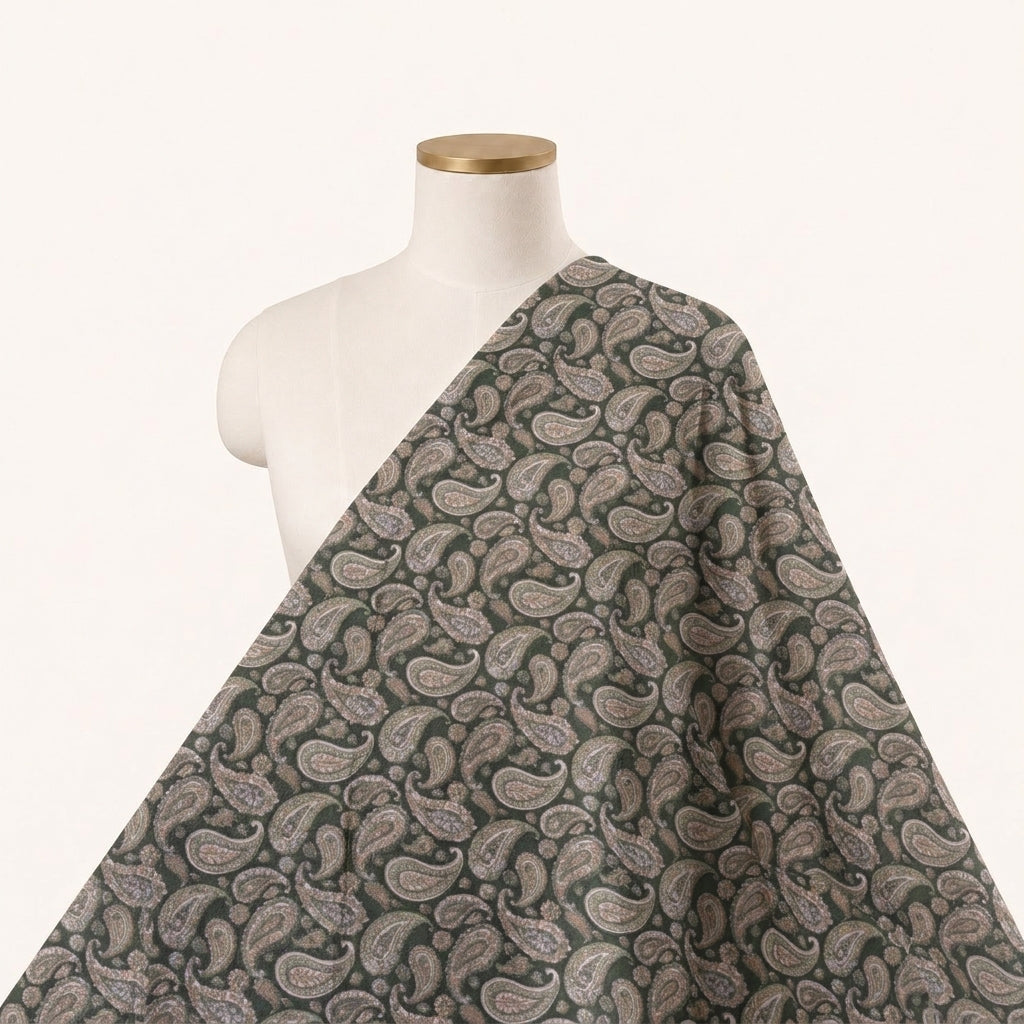 Green Paisley Crepe Fabric Draped as a saree