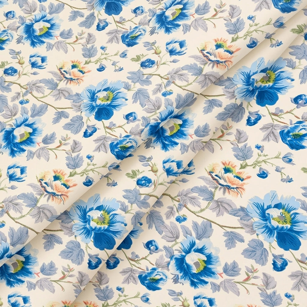 Folded Cream Floral Crepe Fabric