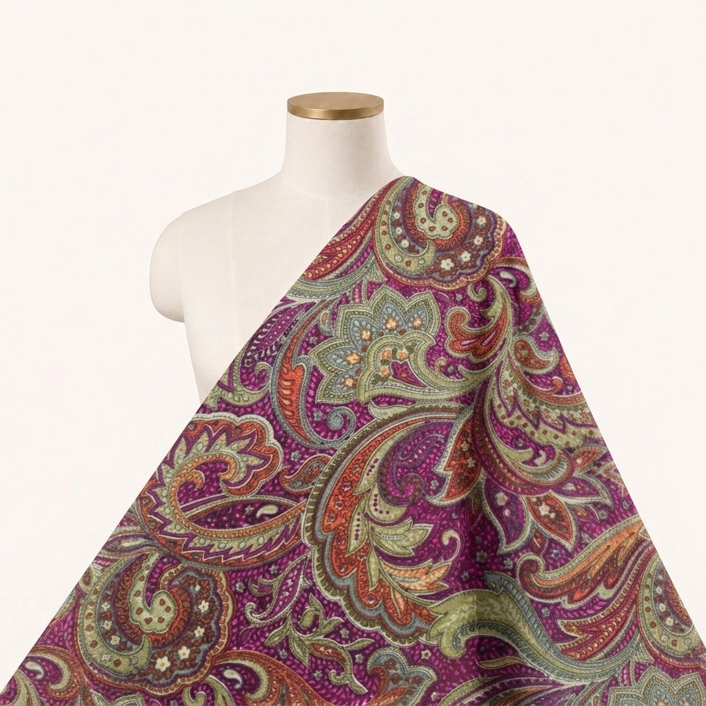 Pink Paisley Crepe Fabric Draped as a saree