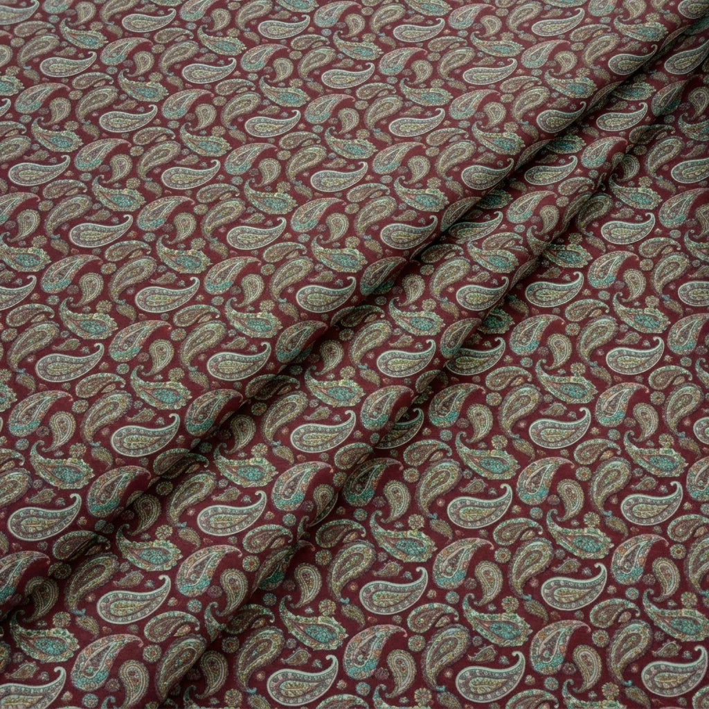 Folded Pink Paisley Crepe Fabric