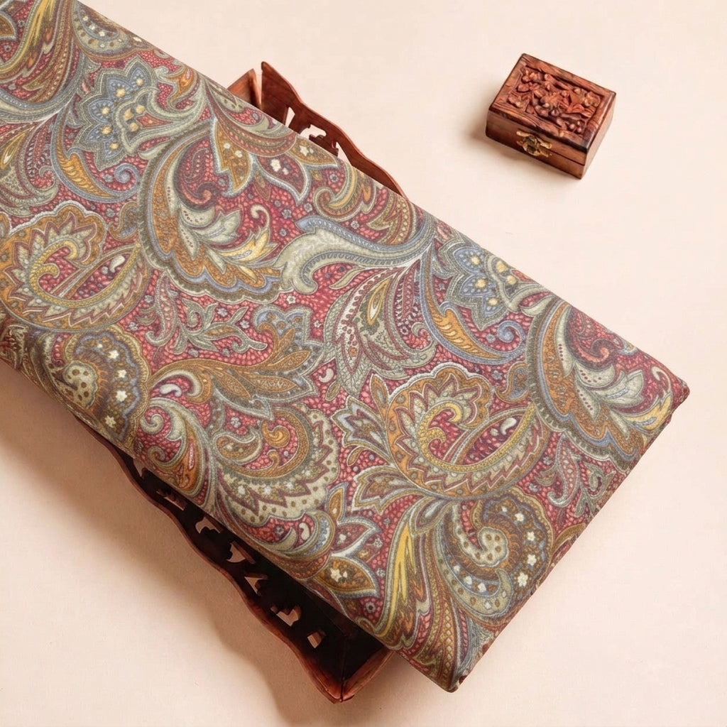 Folded Yellow Floral Crepe Fabric Highlighting Texture