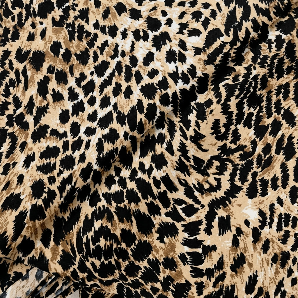 Folded Brown Animal Print Crepe Fabric