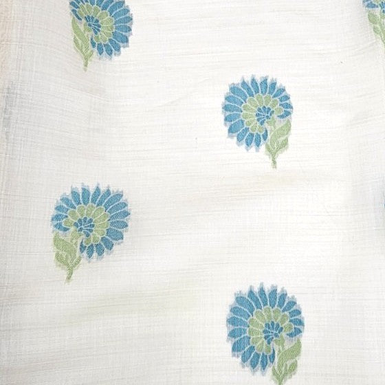 Cream Floral Chanderi Fabric, laid flat