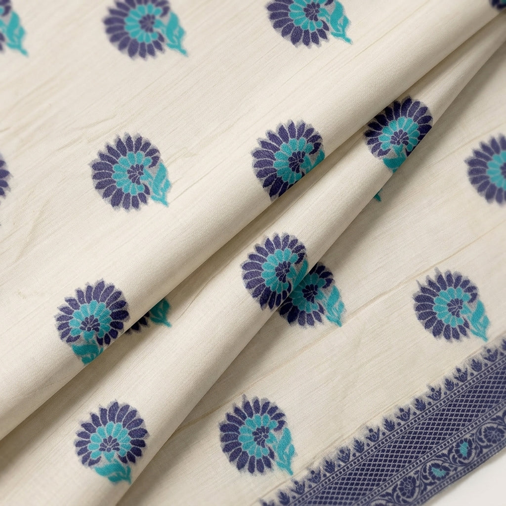 Folded Cream Floral Chanderi Fabric