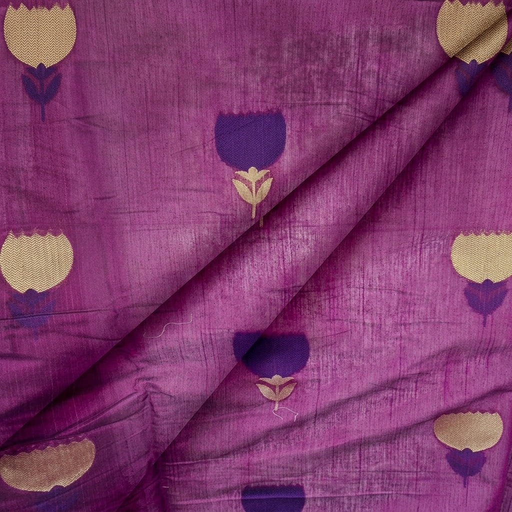 Folded Green Floral Chanderi Fabric
