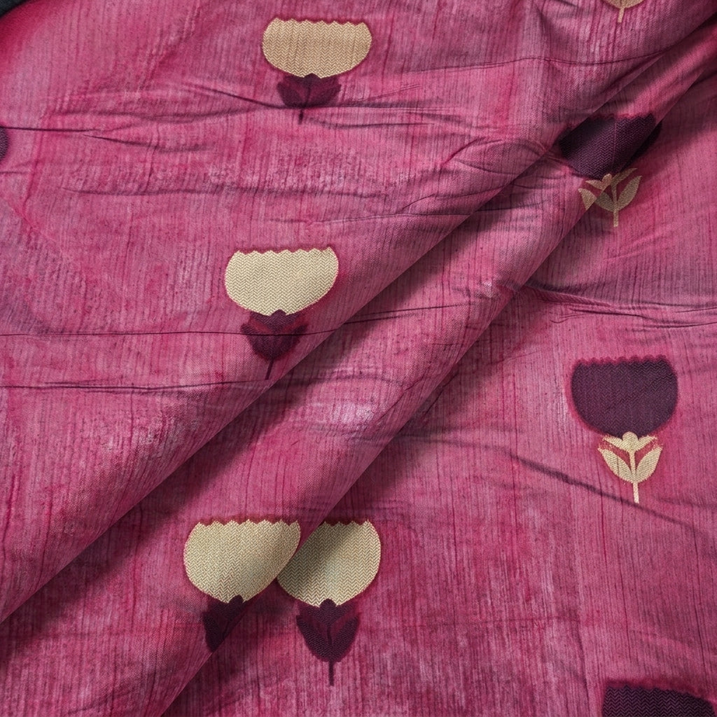Folded Green Floral Chanderi Fabric
