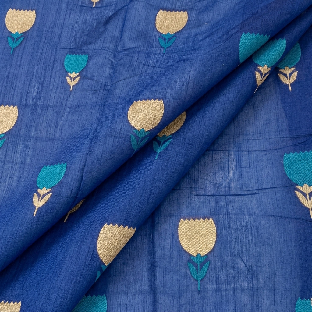 Folded Green Floral Chanderi Fabric