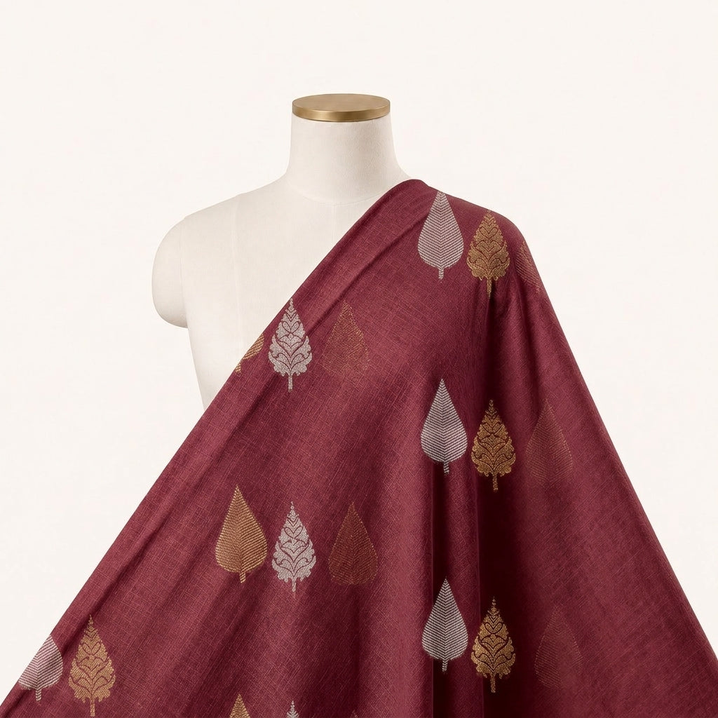 Pink Zari Chanderi Fabric Draped as a saree