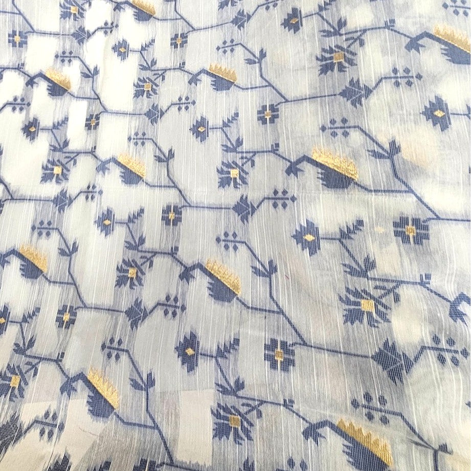 Cream Chanderi Fabric, laid flat