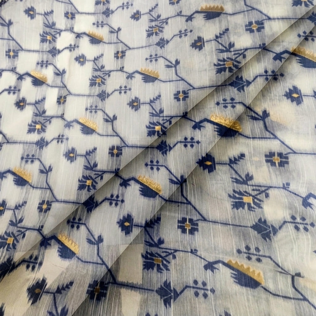 Folded Cream Floral Chanderi Fabric
