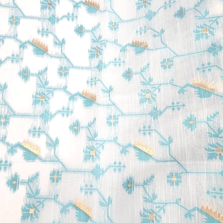 White Chanderi Fabric, laid flat