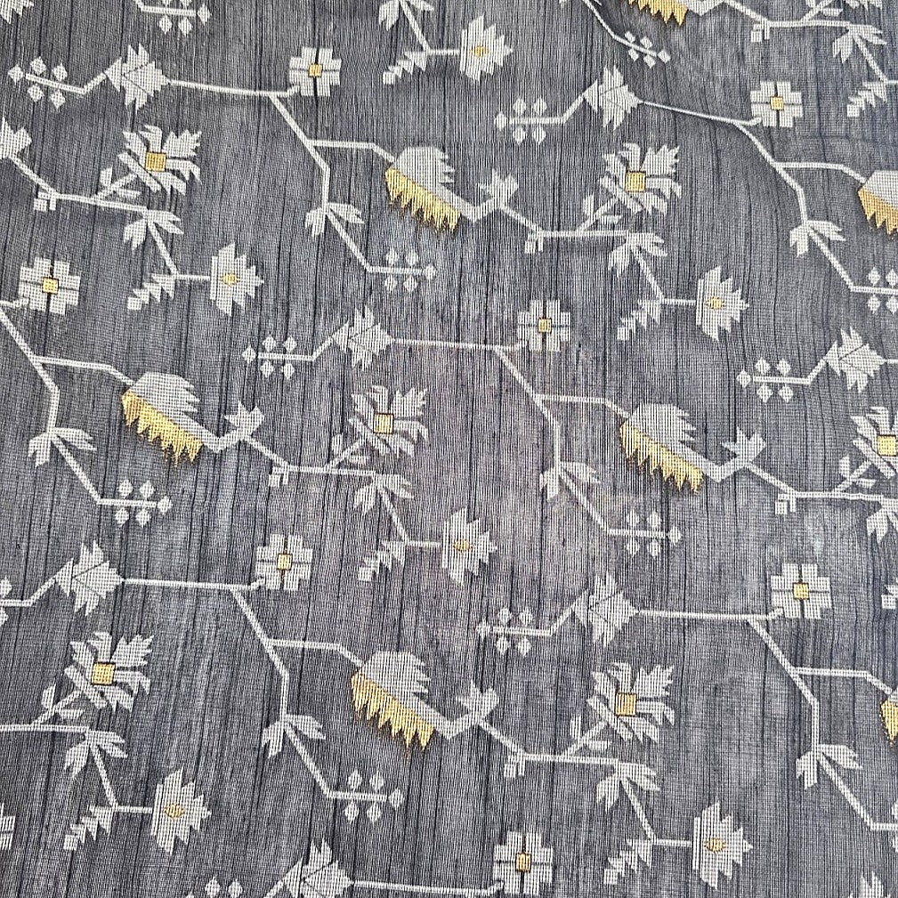 Black Chanderi Fabric, laid flat