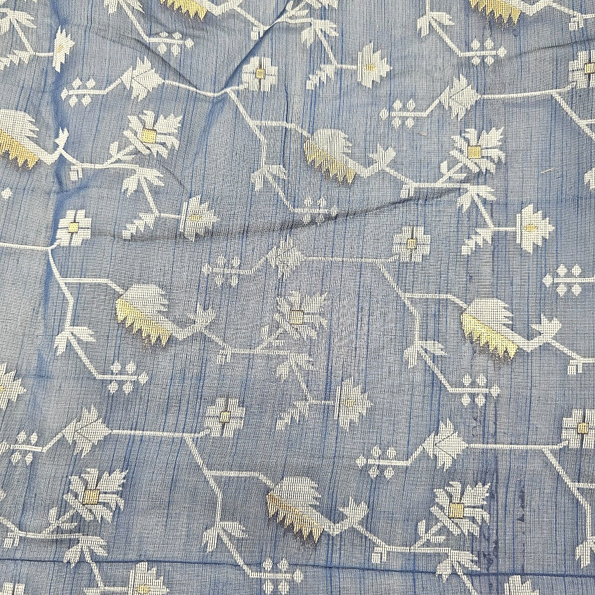 Blue Chanderi Fabric, laid flat