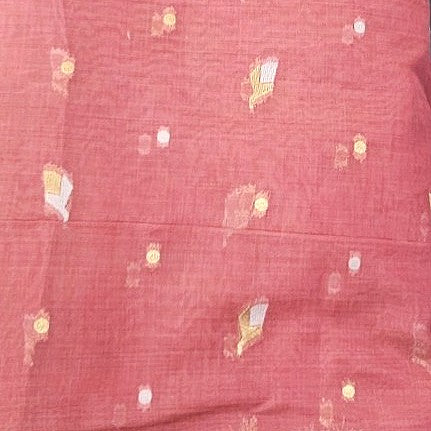 Maroon Zari Chanderi Fabric, laid flat