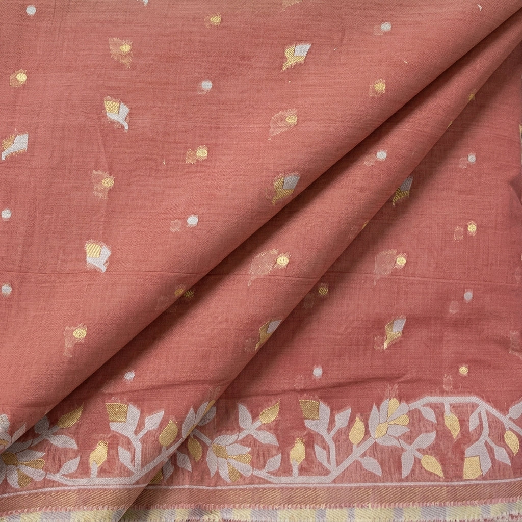 Maroon Zari Chanderi Fabric, folded