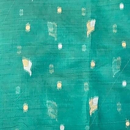 Green Zari Chanderi Fabric, laid flat