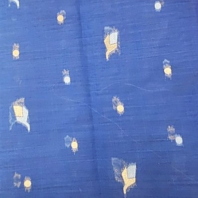 Blue Zari Chanderi Fabric, laid flat