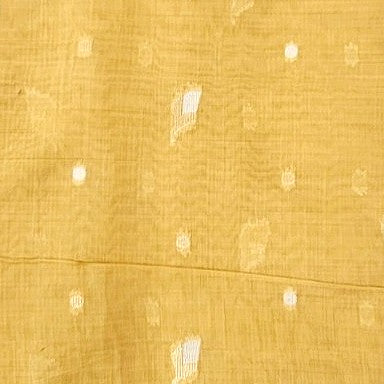 Mustard Yellow Zari Chanderi Fabric, laid flat