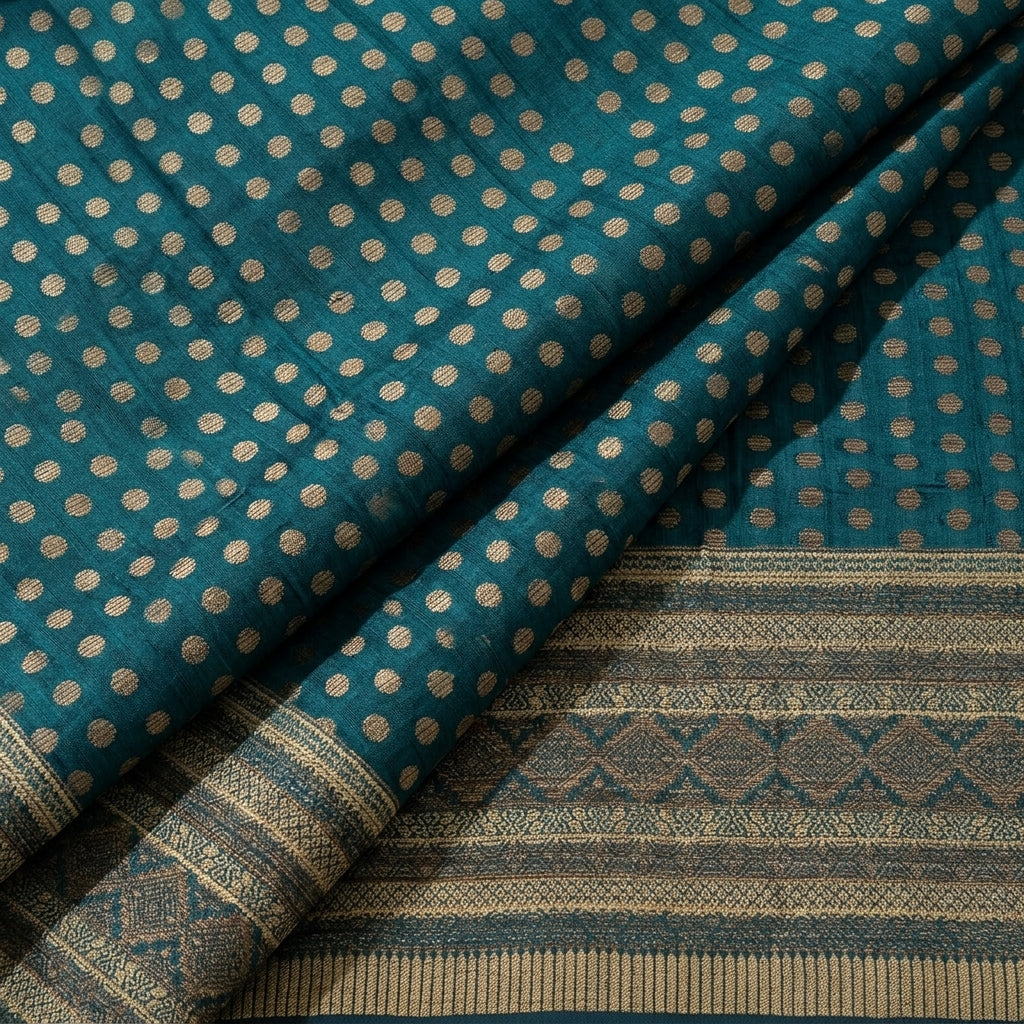 Green Butta Chanderi Fabric, folded
