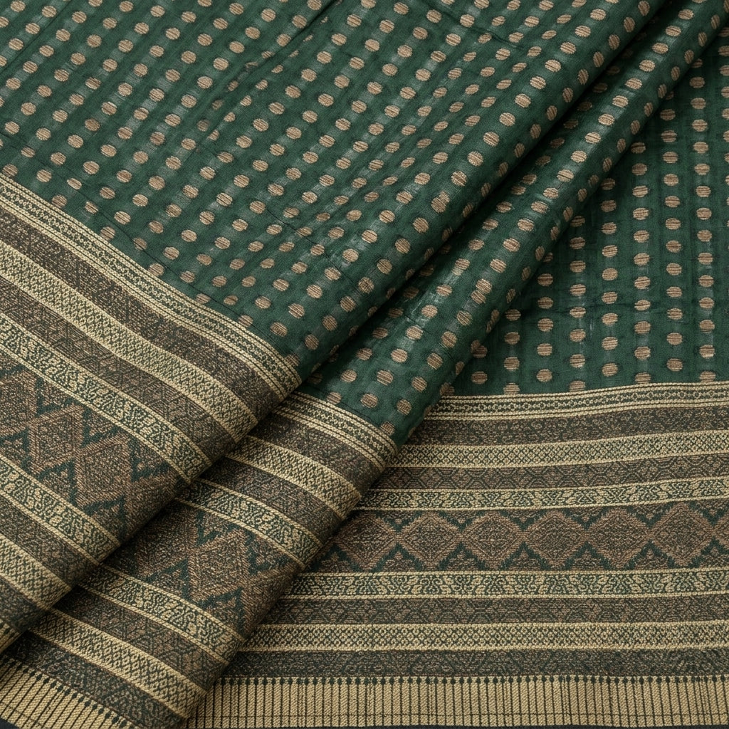 Green Butta Chanderi Fabric, folded