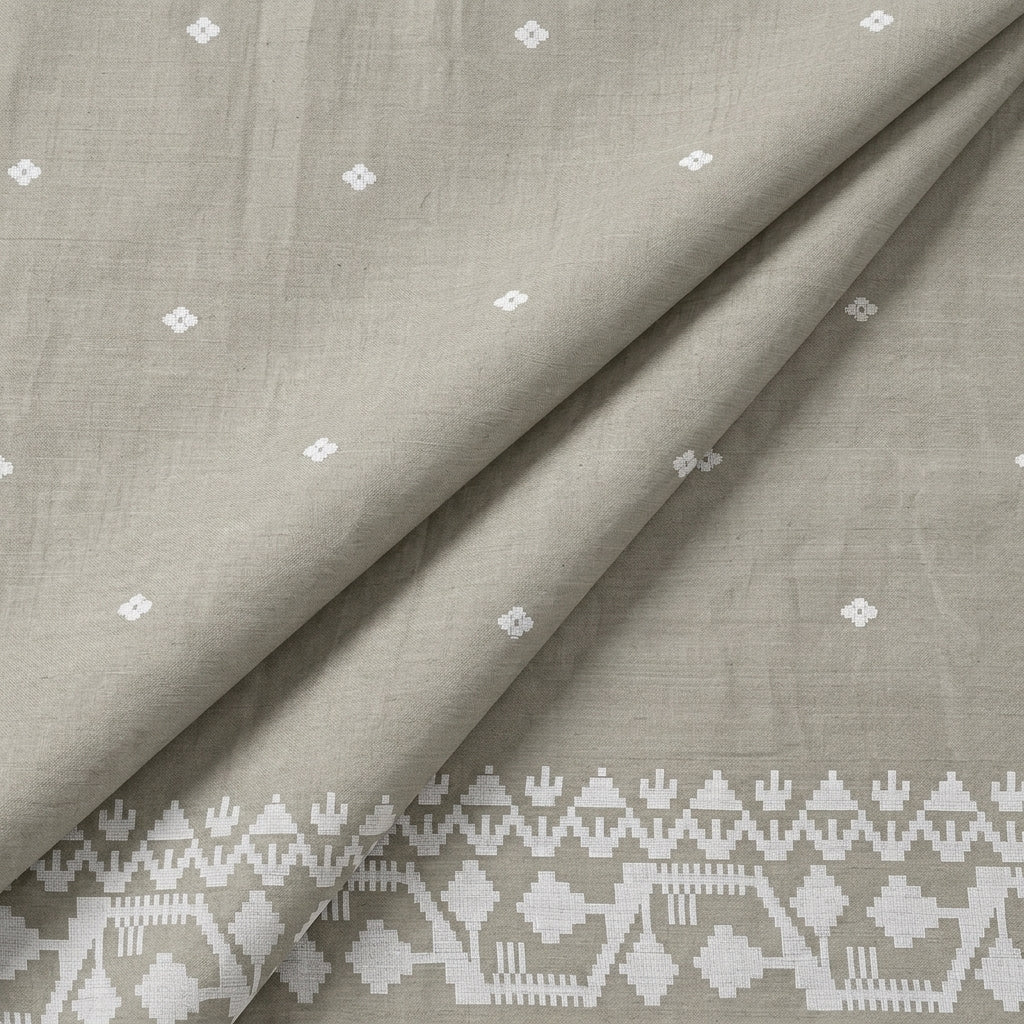 Folded Beige Ikat Cotton Fabric