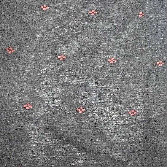 Black Ikat Cotton Fabric, laid flat