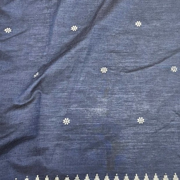 Blue Ikat Cotton Fabric, laid flat