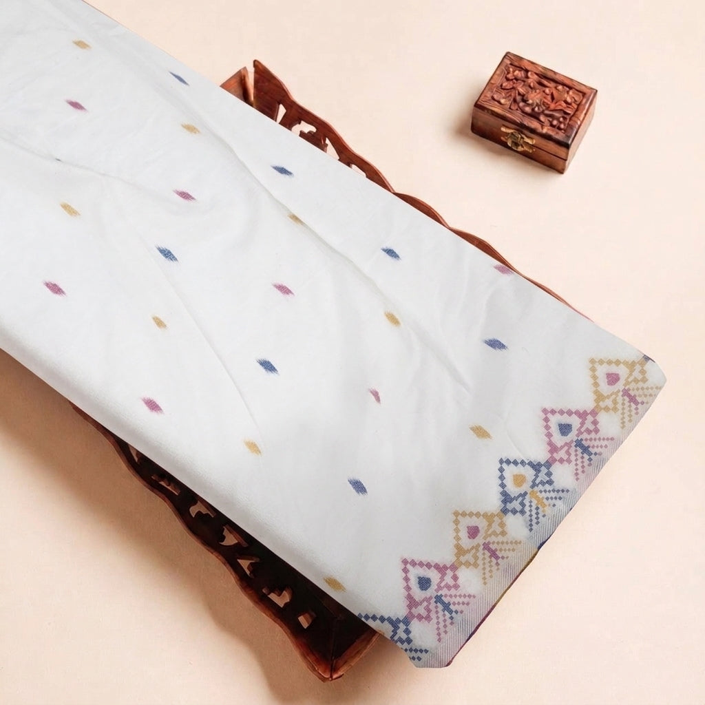 Yellow Ikat Cotton Fabric, folded