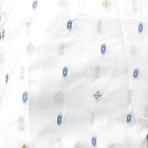 Blue Ikat Cotton Fabric, laid flat
