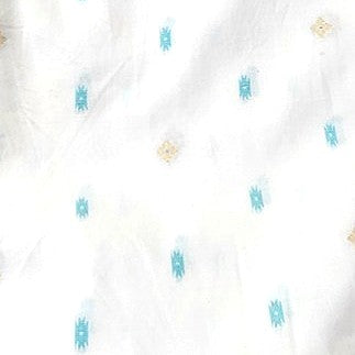Sea Blue Ikat Cotton Fabric, laid flat