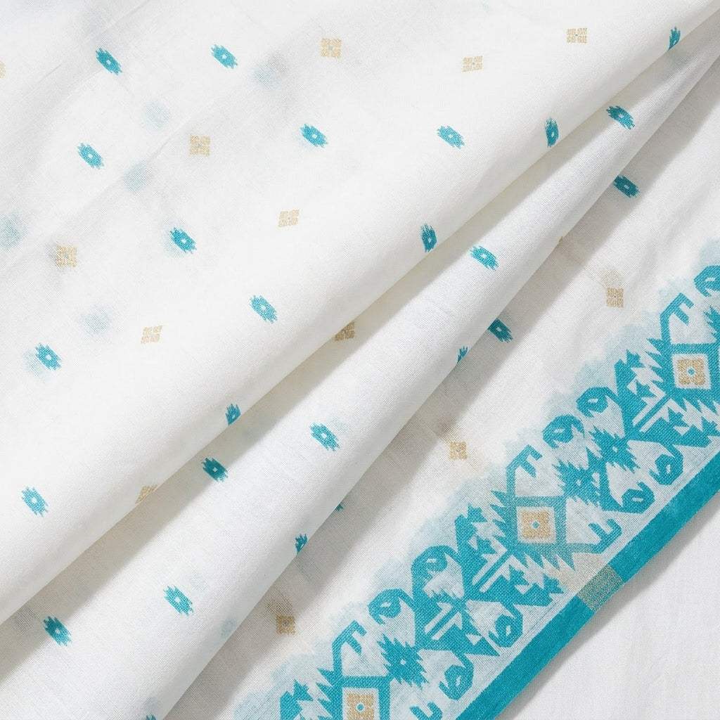 Folded White Ikat Cotton Fabric