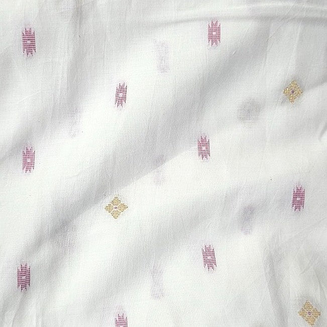 Pink Ikat Cotton Fabric, laid flat