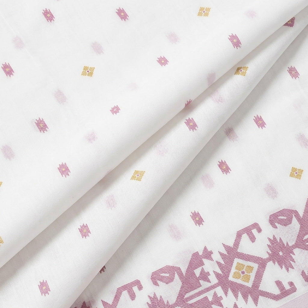 Folded White Ikat Cotton Fabric