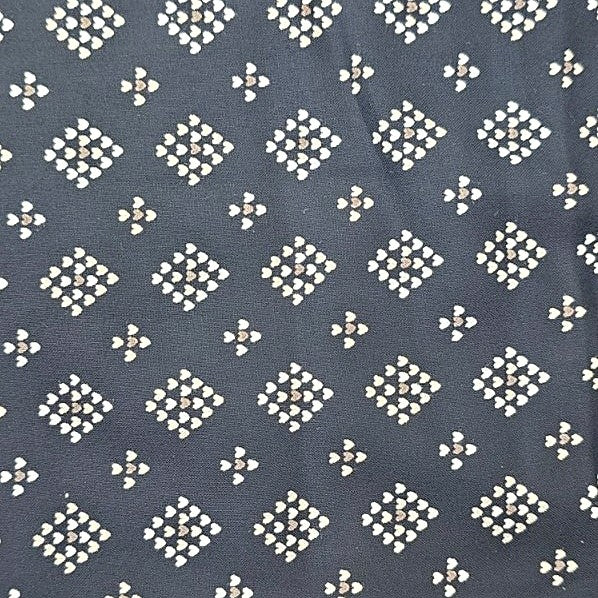 Black Abstract Rayon Fabric, laid flat
